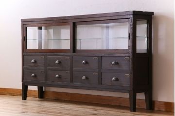 アンティーク家具　和製アンティーク　引き出し付き!カウンター型ガラスケース(カウンターテーブル)(2)