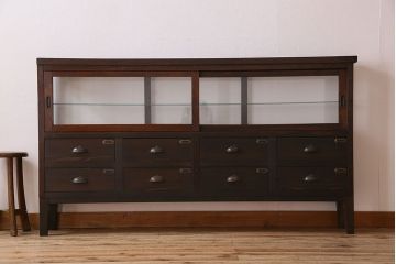 アンティーク家具　和製アンティーク　引き出し付き!カウンター型ガラスケース(カウンターテーブル)(2)