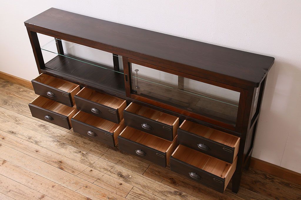 アンティーク家具　和製アンティーク　引き出し付き!カウンター型ガラスケース(カウンターテーブル)(2)