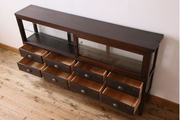 アンティーク家具　和製アンティーク　引き出し付き!カウンター型ガラスケース(カウンターテーブル)(2)
