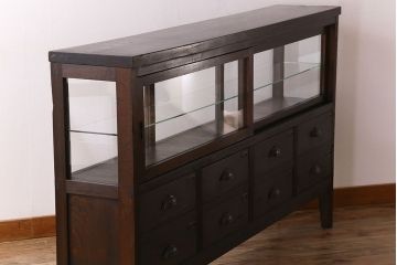 アンティーク家具　和製アンティーク　引き出し付き!カウンター型ガラスケース(カウンターテーブル)(2)