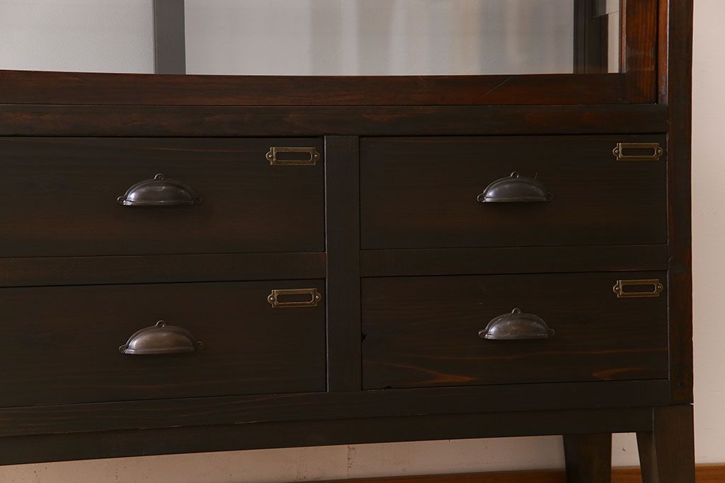 アンティーク家具　和製アンティーク　引き出し付き!カウンター型ガラスケース(カウンターテーブル)(2)