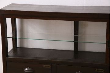 アンティーク家具　和製アンティーク　引き出し付き!カウンター型ガラスケース(カウンターテーブル)(2)