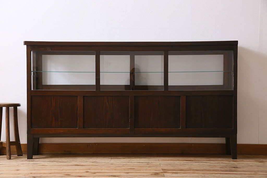 アンティーク家具　和製アンティーク　引き出し付き!カウンター型ガラスケース(カウンターテーブル)(2)