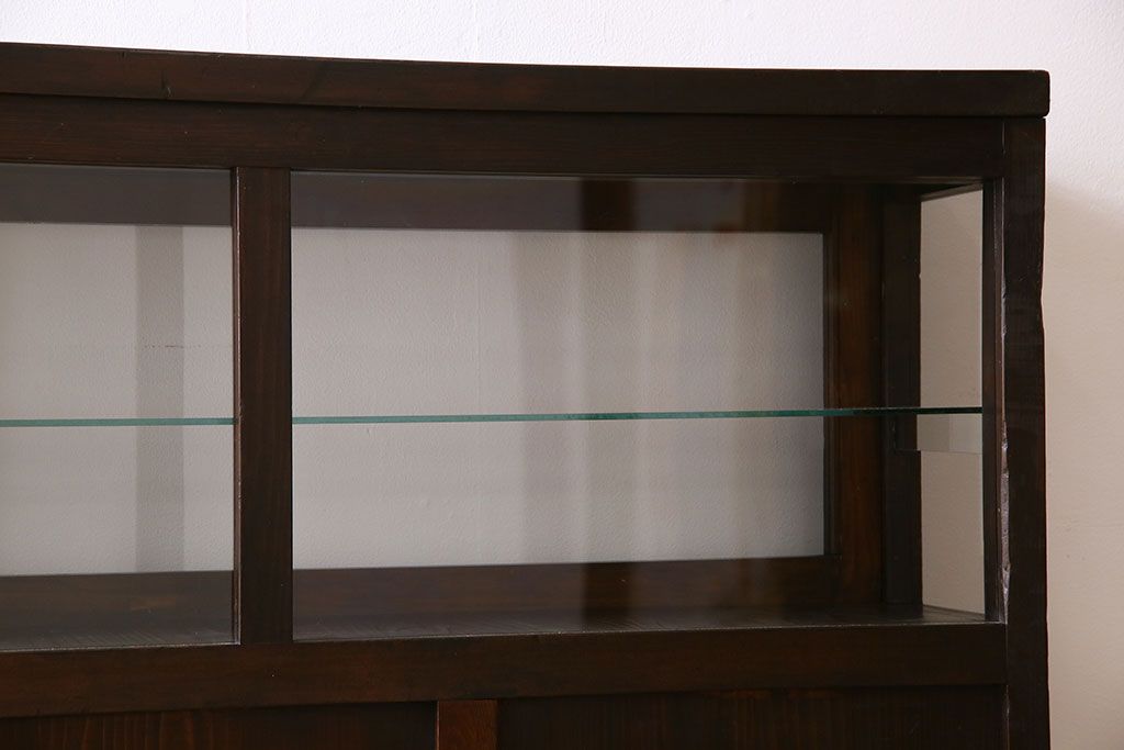 アンティーク家具　和製アンティーク　引き出し付き!カウンター型ガラスケース(カウンターテーブル)(2)