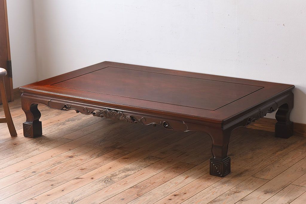 民芸家具　花梨材製!漆塗りの大きな座卓(定価約48万円)(カリン材)