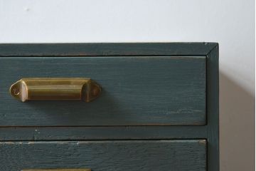 アンティーク家具　アンティーク　ブルーグリーンペイントの小引き出し