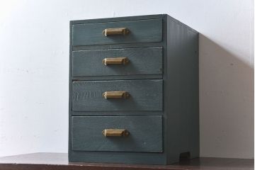 アンティーク家具　アンティーク　ブルーグリーンペイントの小引き出し