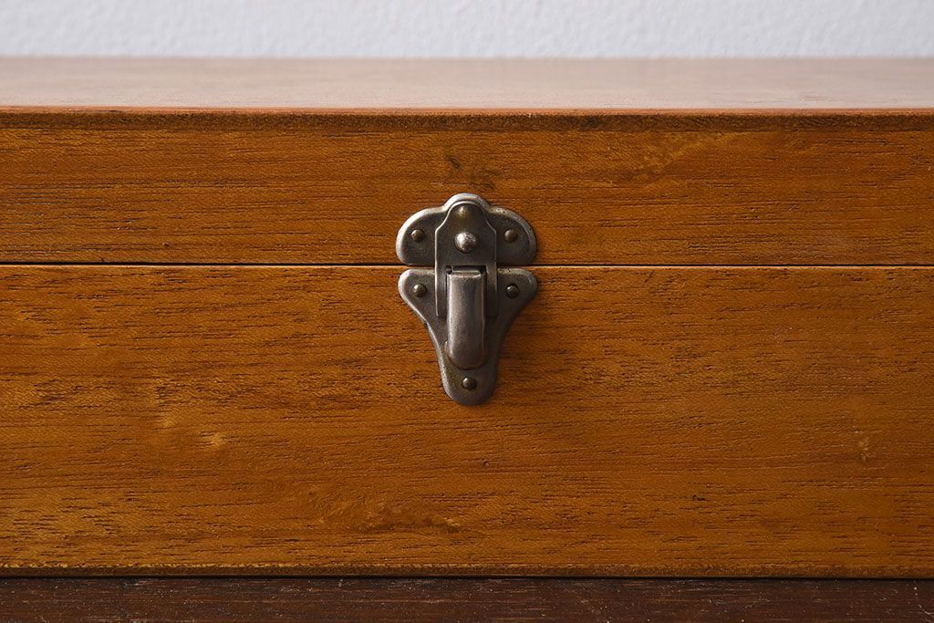 アンティーク雑貨　昭和レトロ　味わいある古い木のアンティーク収納箱(収納ケース・小箱)