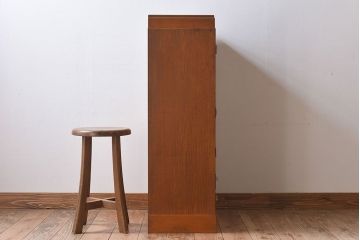 レトロ家具　モールガラス入りアンティーク本箱(ブックケース)　昭和レトロ
