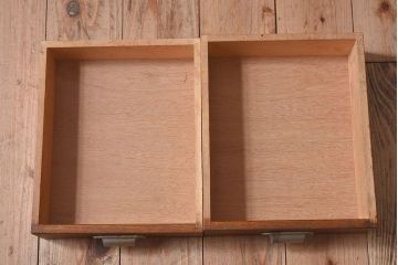 レトロ家具　モールガラス入りアンティーク本箱(ブックケース)　昭和レトロ