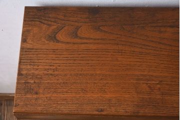 レトロ家具　モールガラス入りアンティーク本箱(ブックケース)　昭和レトロ