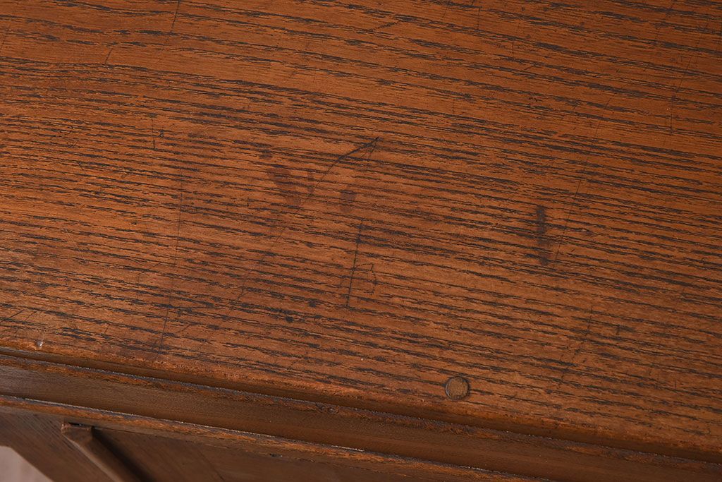 レトロ家具　モールガラス入りアンティーク本箱(ブックケース)　昭和レトロ