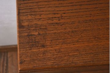 レトロ家具　モールガラス入りアンティーク本箱(ブックケース)　昭和レトロ