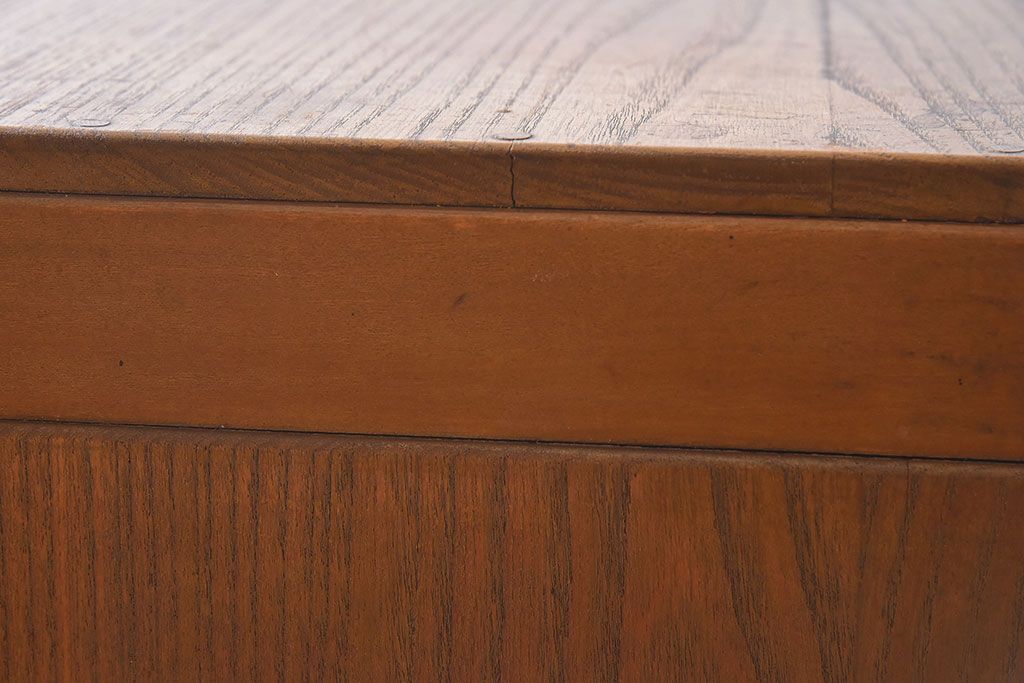 レトロ家具　モールガラス入りアンティーク本箱(ブックケース)　昭和レトロ