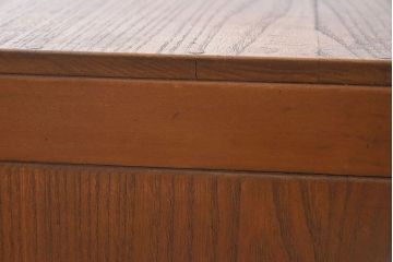 レトロ家具　モールガラス入りアンティーク本箱(ブックケース)　昭和レトロ