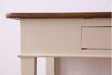 アンティーク家具　フランスアンティーク　引き出し付き!小ぶりなペイントダイニングテーブル(デスク)