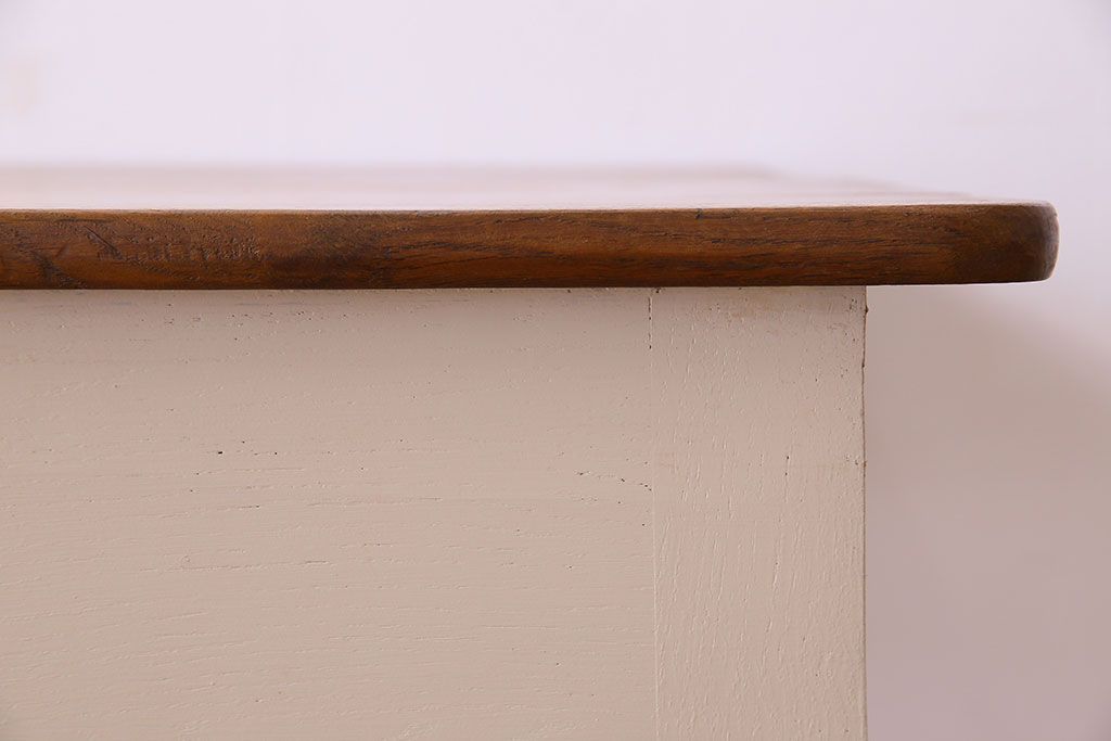 アンティーク家具　フランスアンティーク　引き出し付き!小ぶりなペイントダイニングテーブル(デスク)