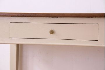 アンティーク家具　フランスアンティーク　引き出し付き!小ぶりなペイントダイニングテーブル(デスク)