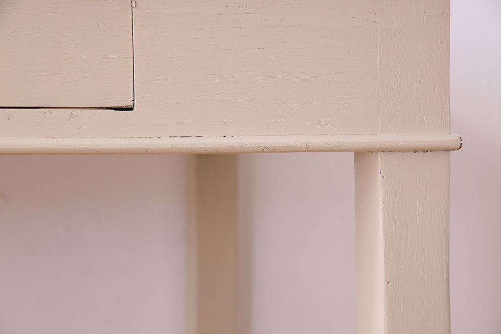 アンティーク家具　フランスアンティーク　引き出し付き!小ぶりなペイントダイニングテーブル(デスク)