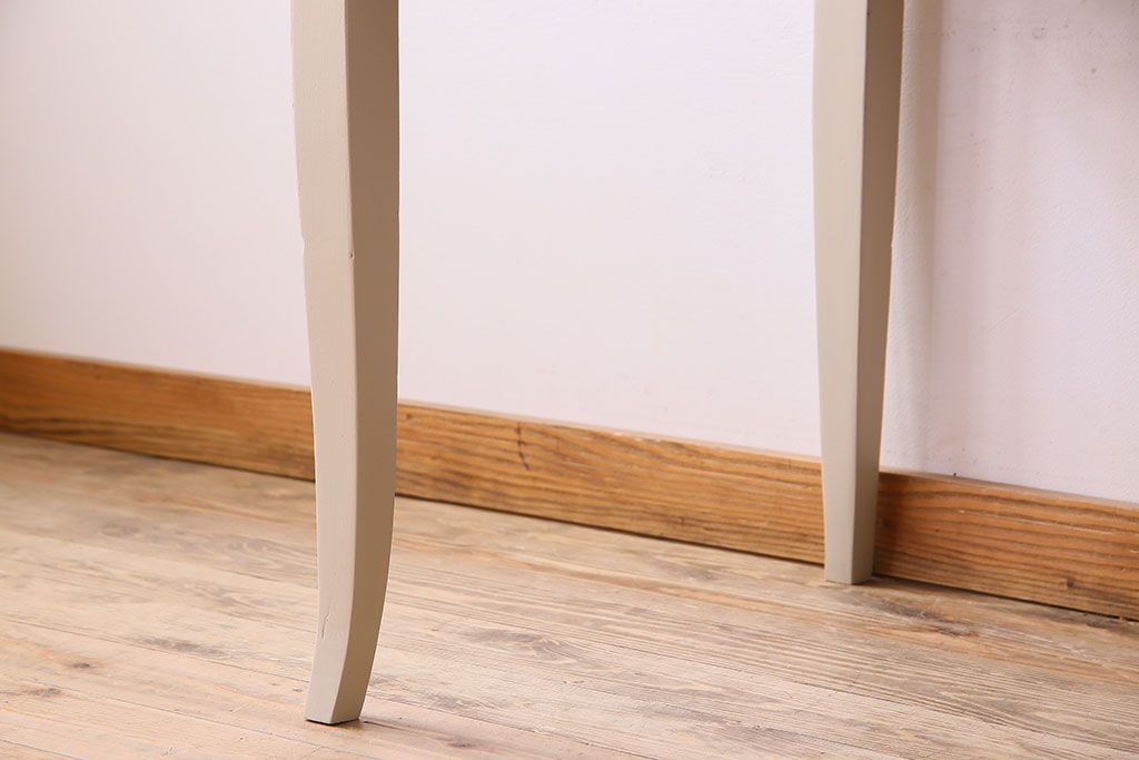 アンティーク家具　フランスアンティーク　引き出し付き!小ぶりなペイントダイニングテーブル(デスク)