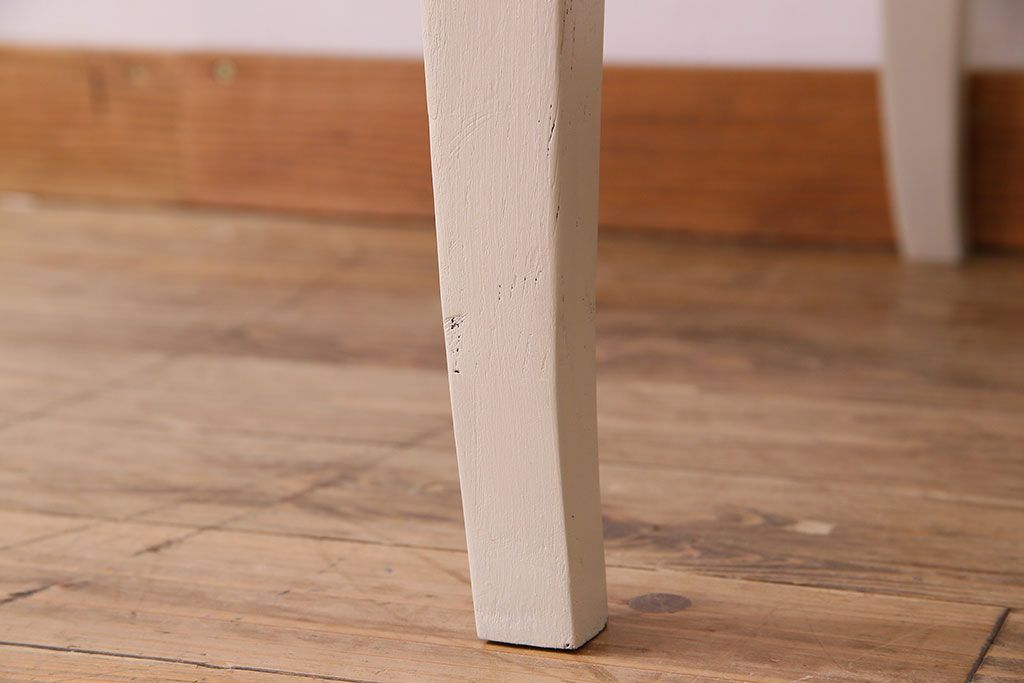 アンティーク家具　フランスアンティーク　引き出し付き!小ぶりなペイントダイニングテーブル(デスク)