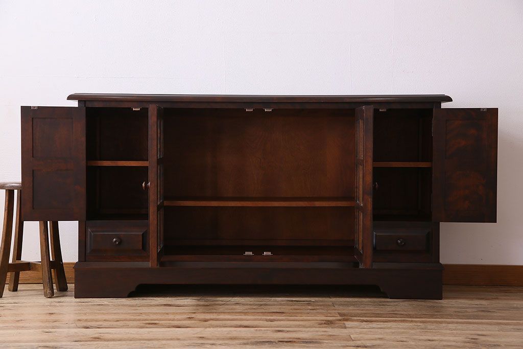 中古　北海道民芸家具　サイドボード(収納棚、戸棚)(定価38万円)(1)