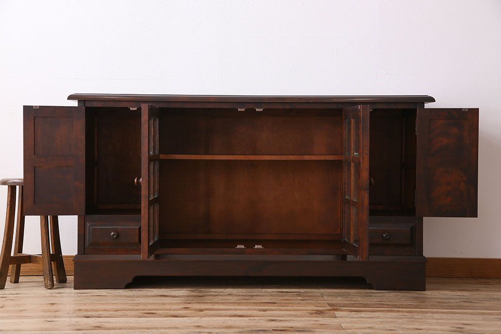 中古　北海道民芸家具　サイドボード(収納棚、戸棚)(定価38万円)(1)