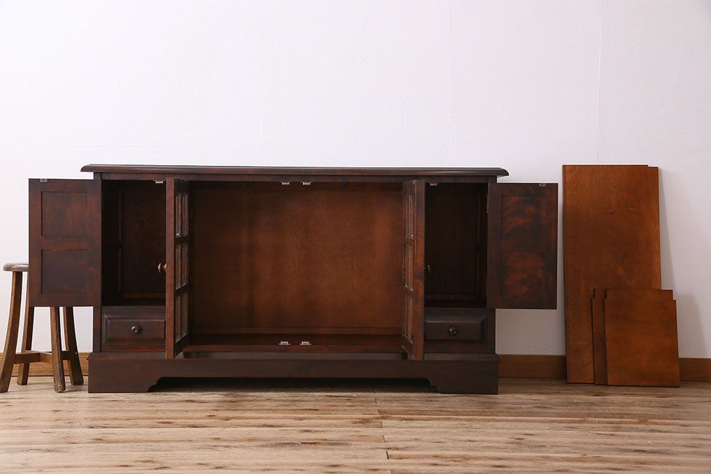 中古　北海道民芸家具　サイドボード(収納棚、戸棚)(定価38万円)(1)