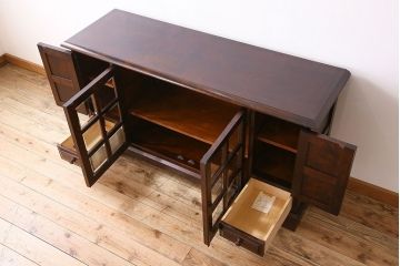 中古　北海道民芸家具　サイドボード(収納棚、戸棚)(定価38万円)(1)