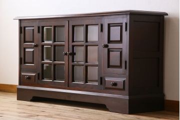 中古　北海道民芸家具　サイドボード(収納棚、戸棚)(定価38万円)(1)