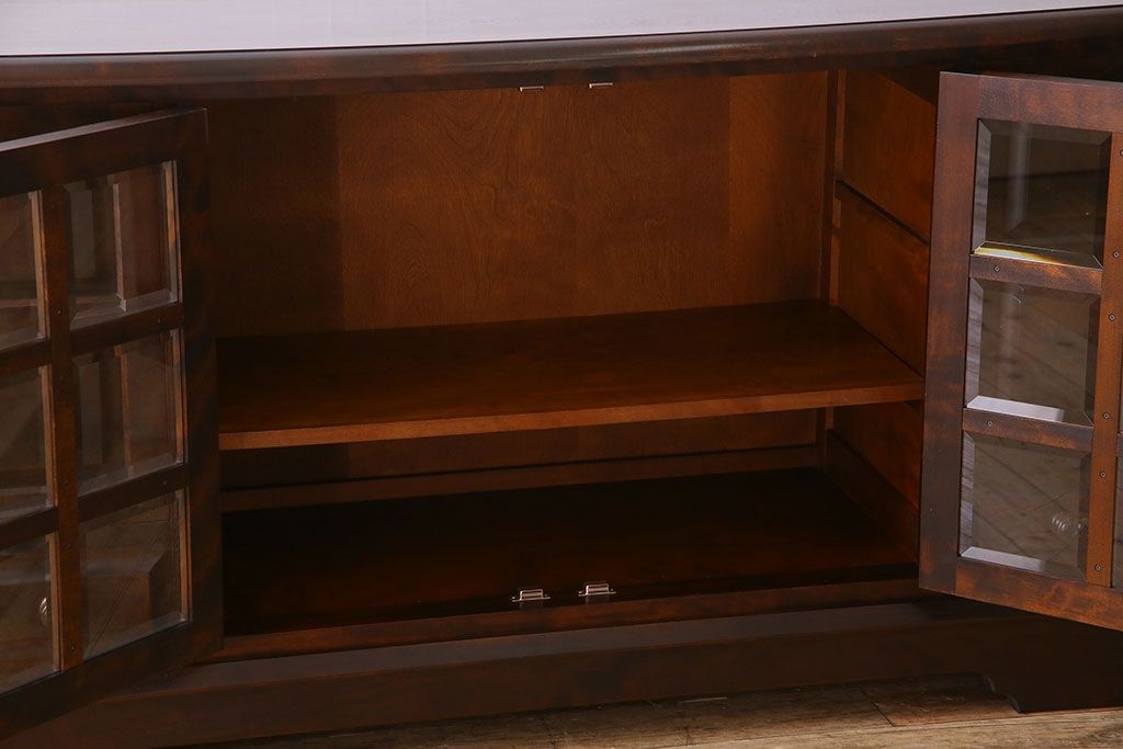 中古　北海道民芸家具　サイドボード(収納棚、戸棚)(定価38万円)(1)