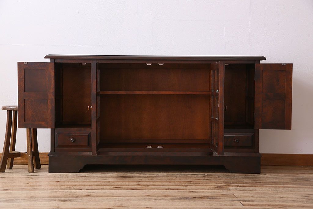 中古　北海道民芸家具　サイドボード(収納棚、戸棚)(定価38万円)(2)