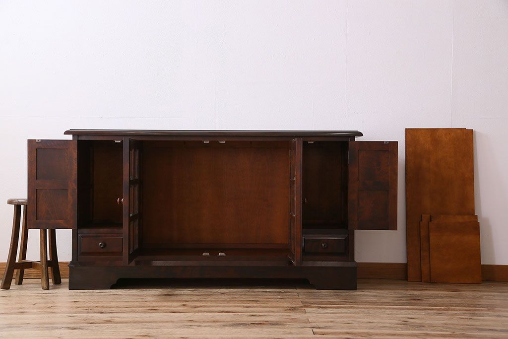 中古　北海道民芸家具　サイドボード(収納棚、戸棚)(定価38万円)(2)