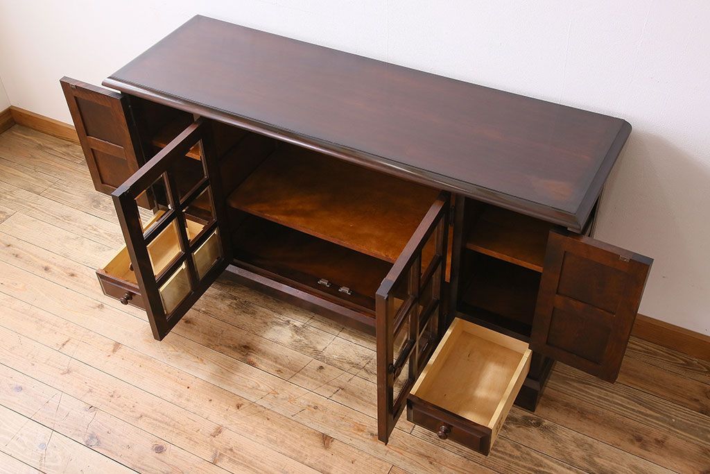 中古　北海道民芸家具　サイドボード(収納棚、戸棚)(定価38万円)(2)