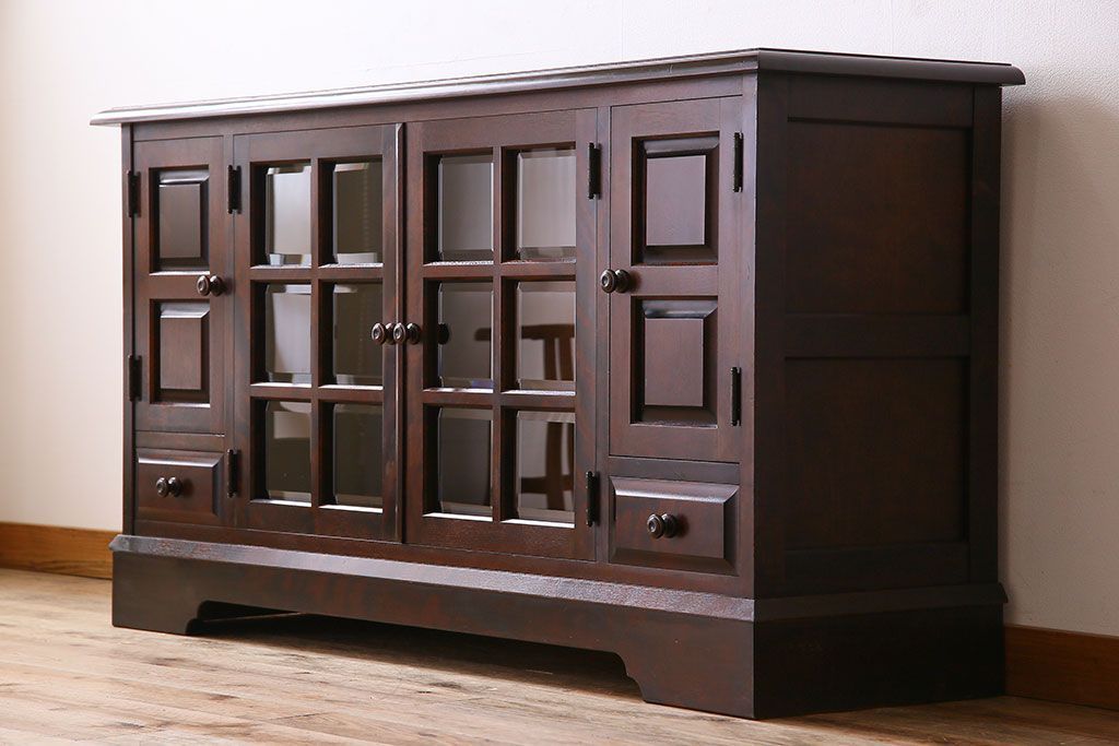 中古　北海道民芸家具　サイドボード(収納棚、戸棚)(定価38万円)(2)