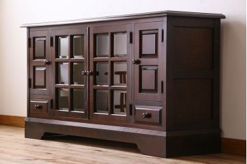 中古　北海道民芸家具　サイドボード(収納棚、戸棚)(定価38万円)(2)