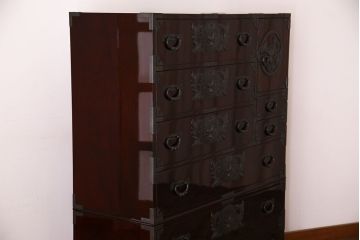 中古　仙台民芸箪笥(仙台箪笥)　欅産業　KB-34D　木地呂塗り　衣装箪笥(定価1117800円)