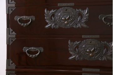 中古　仙台民芸箪笥(仙台箪笥)　欅産業　KB-34D　木地呂塗り　衣装箪笥(定価1117800円)