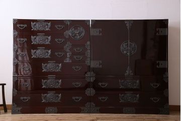 中古　仙台民芸箪笥(仙台箪笥)　欅産業　KB-34D　木地呂塗り　衣装箪笥(定価1117800円)