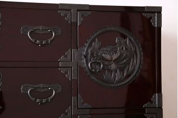 中古　仙台民芸箪笥(仙台箪笥)　欅産業　KB-34D　木地呂塗り　衣装箪笥(定価1117800円)