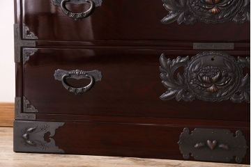 中古　仙台民芸箪笥(仙台箪笥)　欅産業　KB-34D　木地呂塗り　衣装箪笥(定価1117800円)