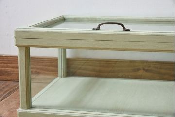 アンティーク家具　アンティークペイント　小さな卓上ガラスケース(コレクションケース)(2)