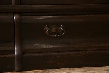 アンティーク家具　珍しいデザイン!ステンドグラス扉の引き出し付きスタッキングブックケース(書棚、本棚、本箱)