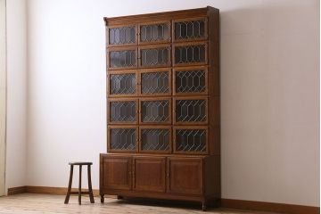 アンティーク家具　特注品　特大サイズ　極めて珍しい!迫力あるデザインのスタッキングブックケース(書棚、本棚、本箱)