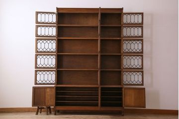 アンティーク家具　特注品　特大サイズ　極めて珍しい!迫力あるデザインのスタッキングブックケース(書棚、本棚、本箱)