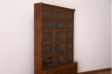 アンティーク家具　特注品　特大サイズ　極めて珍しい!迫力あるデザインのスタッキングブックケース(書棚、本棚、本箱)