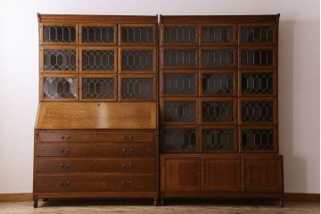 アンティーク家具　特注品　特大サイズ　極めて珍しい!迫力あるデザインのスタッキングブックケース(書棚、本棚、本箱)