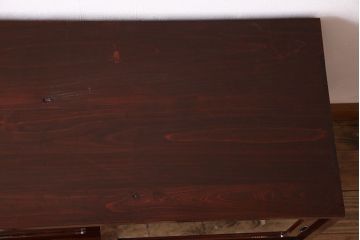 アンティーク家具　和モダン　鉄脚付き!クリアガラス引き戸の漆がきれいな箪笥ローボード