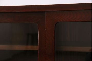 アンティーク家具　和モダン　鉄脚付き!クリアガラス引き戸の漆がきれいな箪笥ローボード